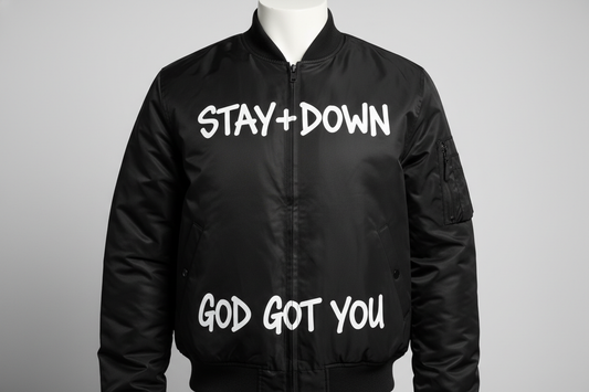 Black Jacket with stay+down and god got you